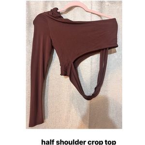 Maroon Half shoulder long sleeve